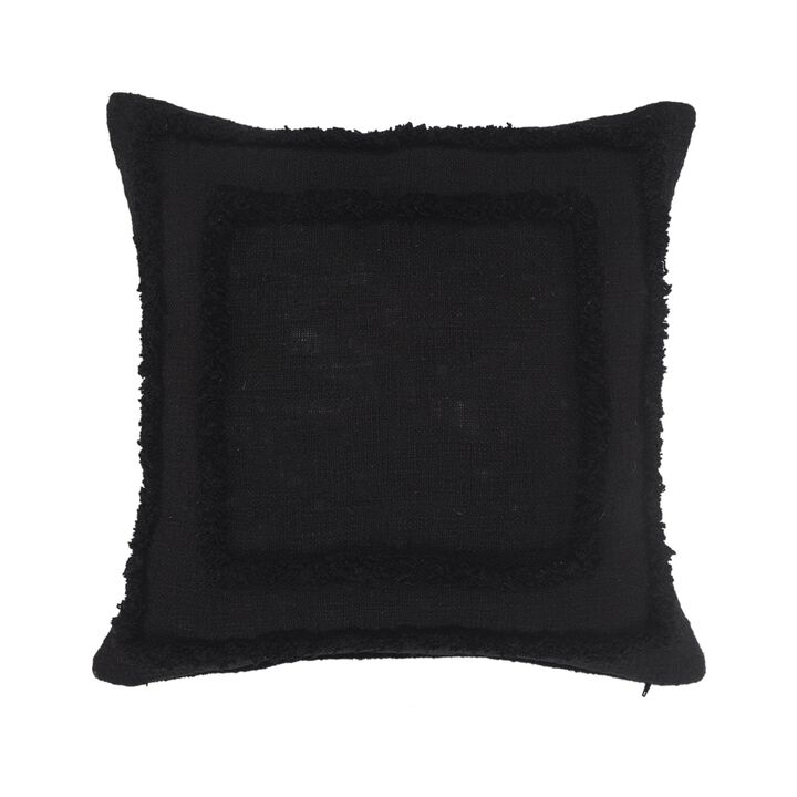 20" Black Solid Tufted Square Throw Pillow