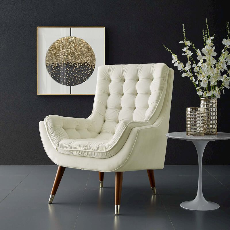 Suggest Button Tufted Performance Velvet Lounge Chair image number 5