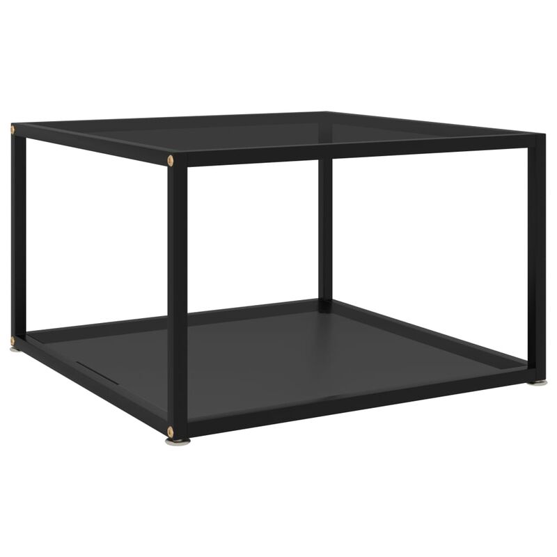 vidaXL Coffee Table Black 23.6x23.6x13.8 Tempered Glass