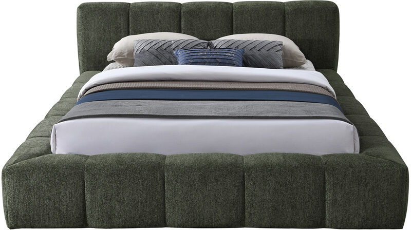 Meridian Furniture Carlin Olive Chenille Fabric Queen Bed