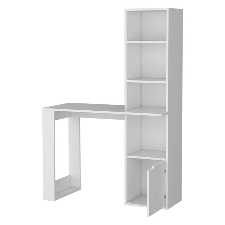 HomeRoots 39" White Wood Pedestal Computer Desk