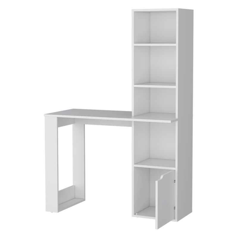 HomeRoots 39" White Wood Pedestal Computer Desk image number 0
