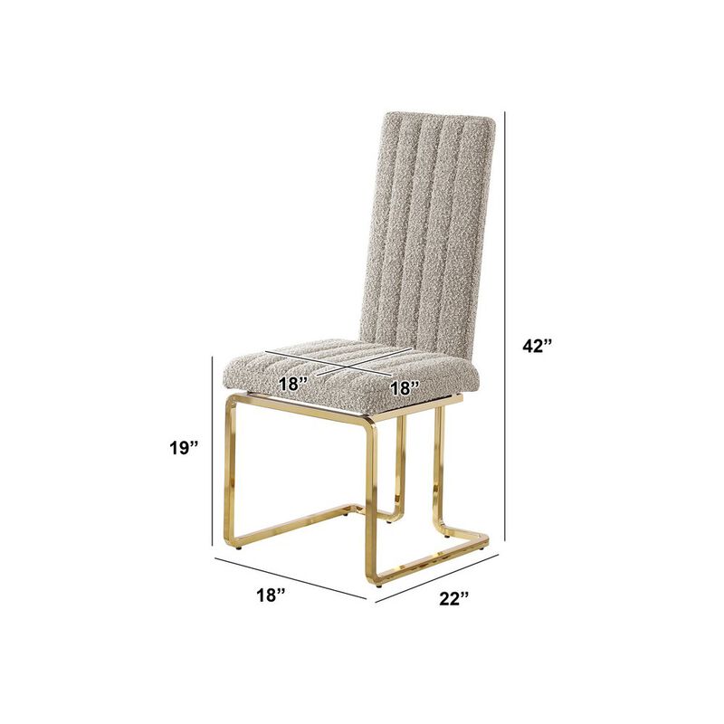 Best Quality Furniture Gray Boucle Fabric With Gold Chrome Base Tall Back Rest Dining Chairs (Set Of 2)