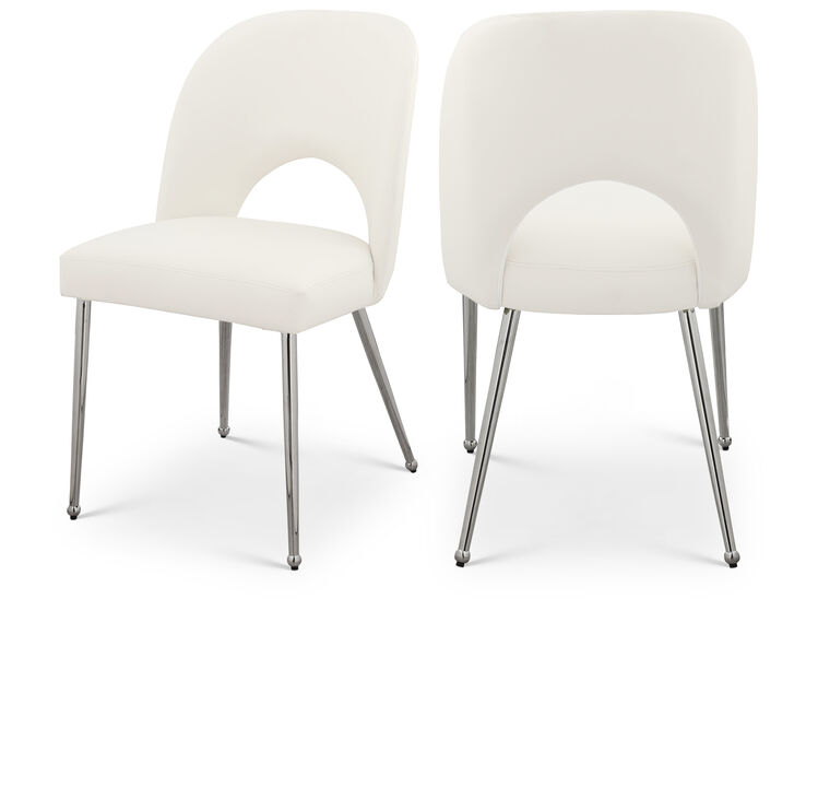 Meridian Furniture Logan Cream Vegan Leather Dining Chair, Set of 2