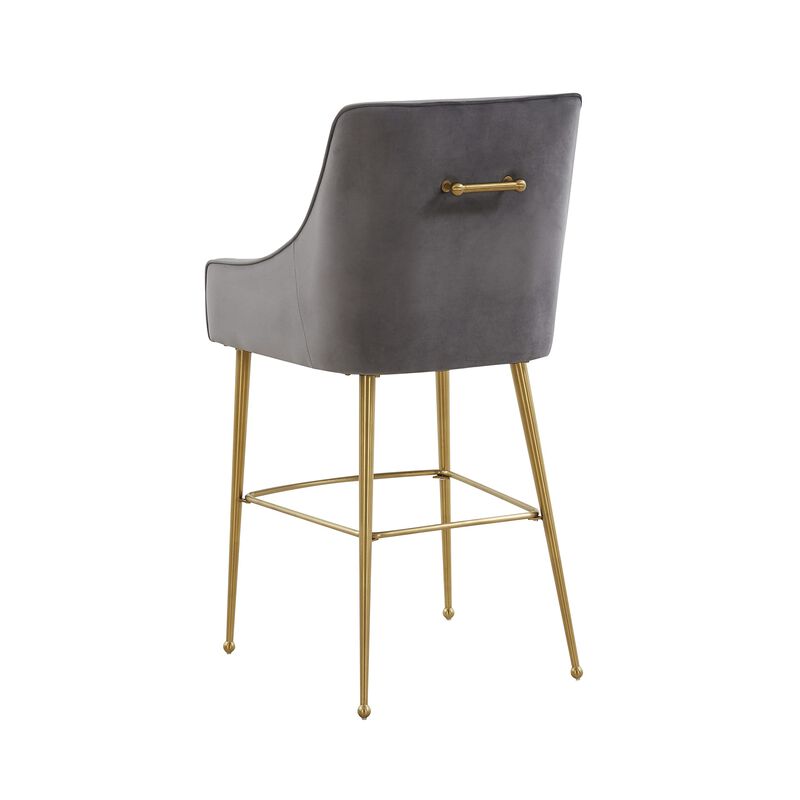 Tov Furniture Beatrix Velvet Upholstered Bar Stool - Gold Legs (Dark Grey, Bar Stool) image number 4