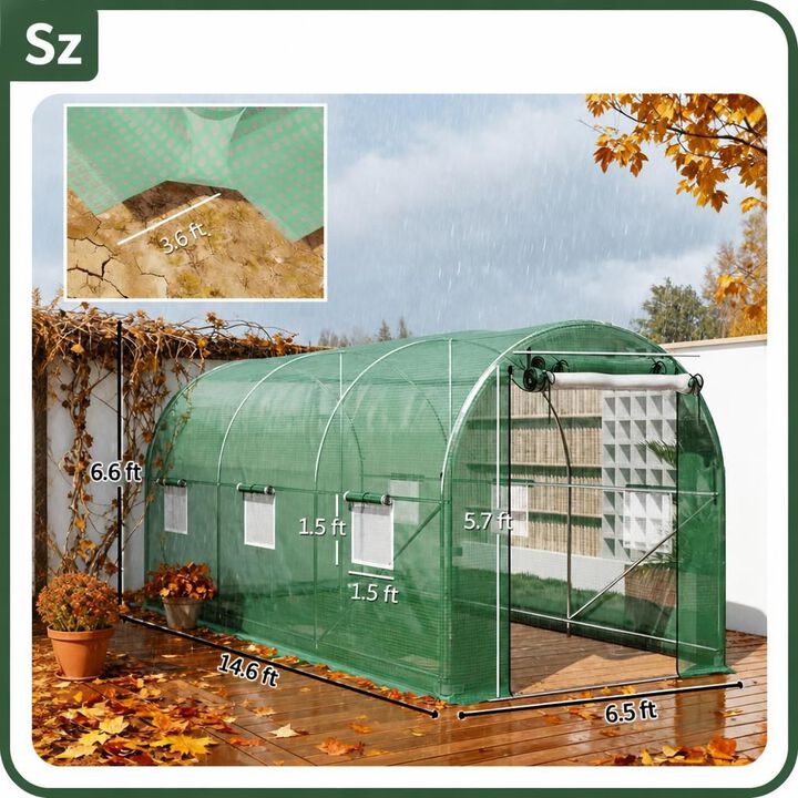 WOW PIONEER Spacious Walk-in Tunnel Greenhouse with Reinforced Support Rods for Outdoor Gardening and Plant Cultivation