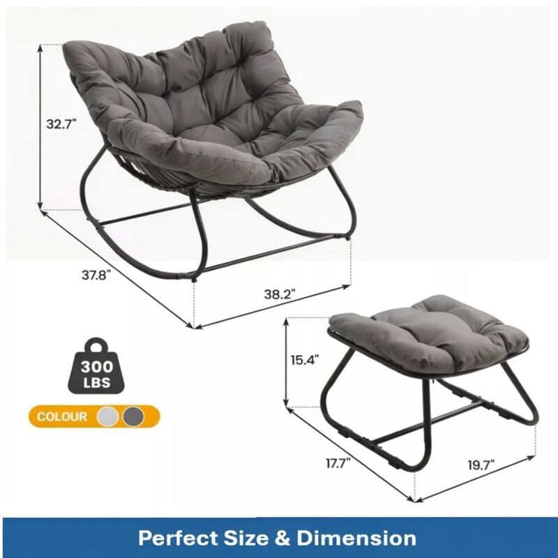 Hivvago Rocking Egg Lounge Chair with Footrest Set image number 2
