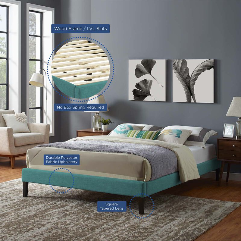 Modway - Tessie Full Fabric Bed Frame with Squared Tapered Legs image number 5