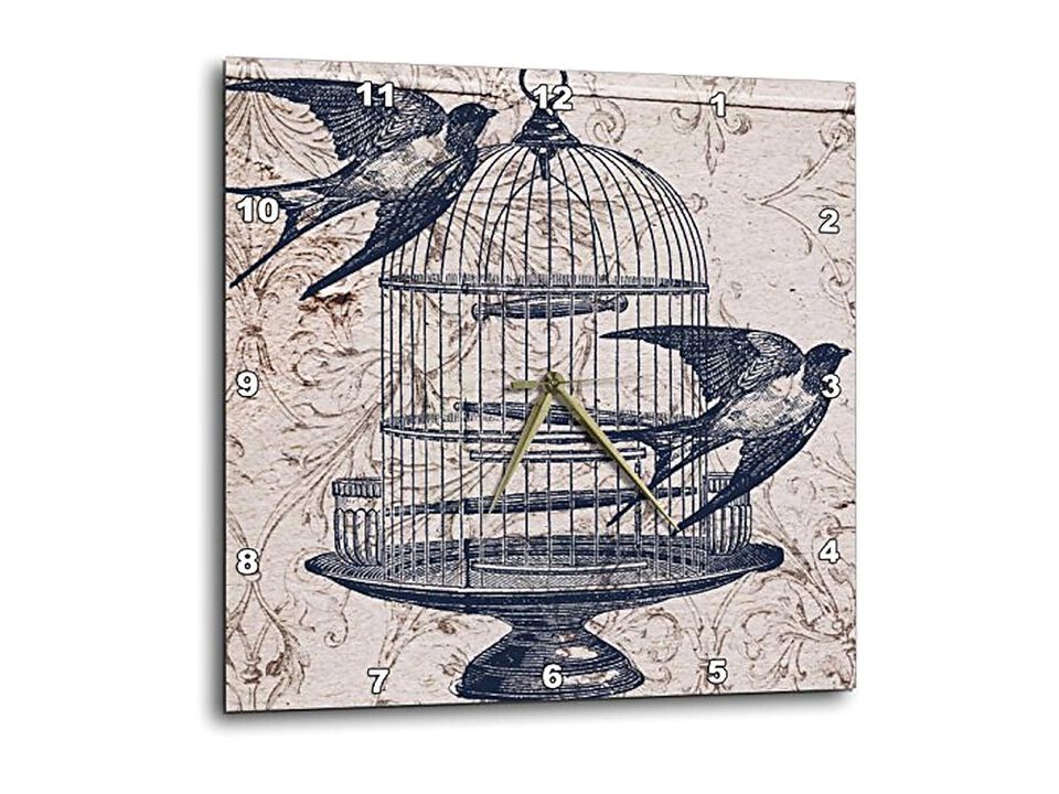 Vintage Birds Cage Steampunk Wall Clock 15 Inch Home Decor