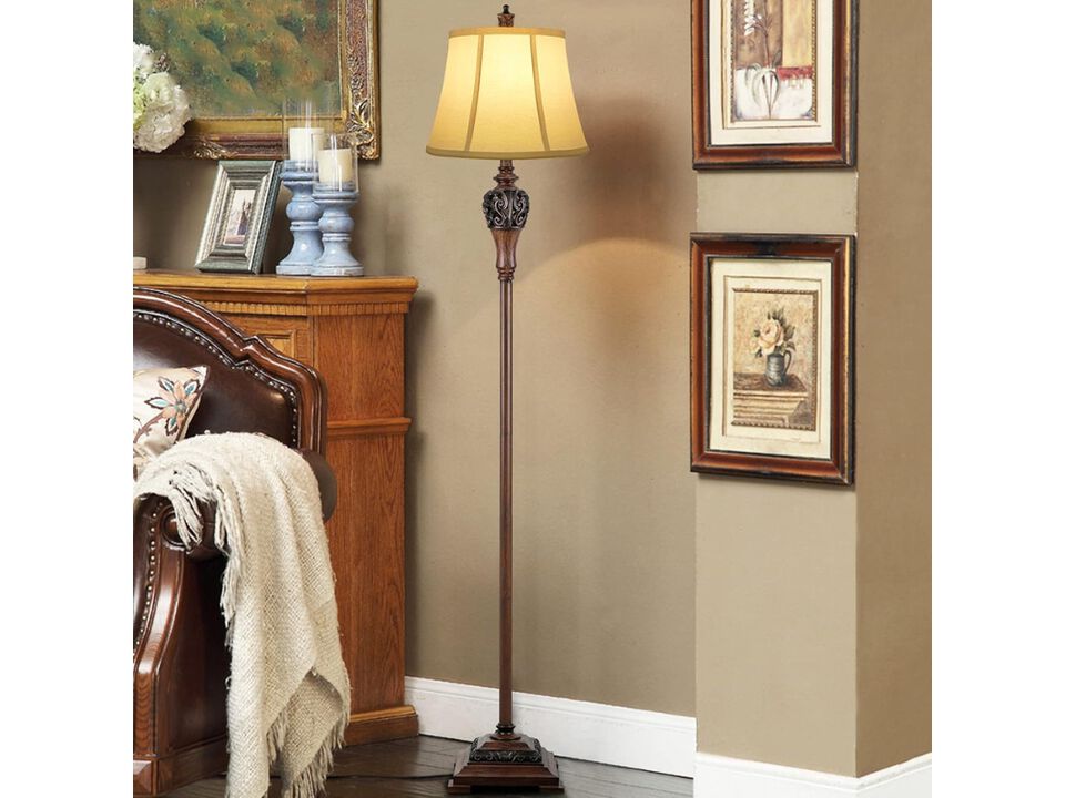 Vintage Farmhouse Floor Lamp with White Shade for Living Room Bedroom