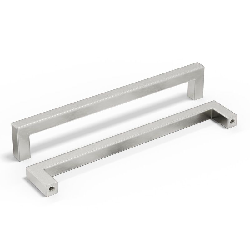 homdiy 5 Pack 8 Inch Brushed Nickel Cabinet Pulls Silver Cabinet Handles Square Modern Dresser Drawer Stainless Steel Hardware
