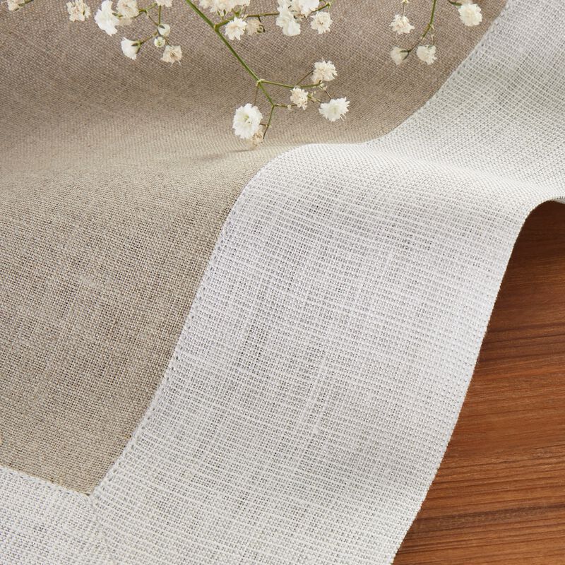 Solino Home Festive Edge 100% Linen Table Throw &ndash; Handcrafted, Machine Washable, Perfect for Holiday and Everyday Dining