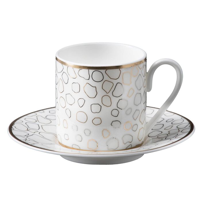 Coffee Cup & Saucer GIRAFFE Set of 2 in Luxury Box  diam. 2.3", H 2.5", Cap. 4 oz, Saucer diam. 4.75"