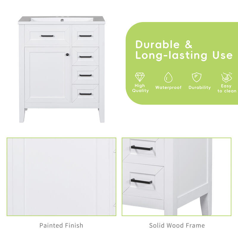 30" Freestanding Bathroom Vanity Base Without Sink image number 6