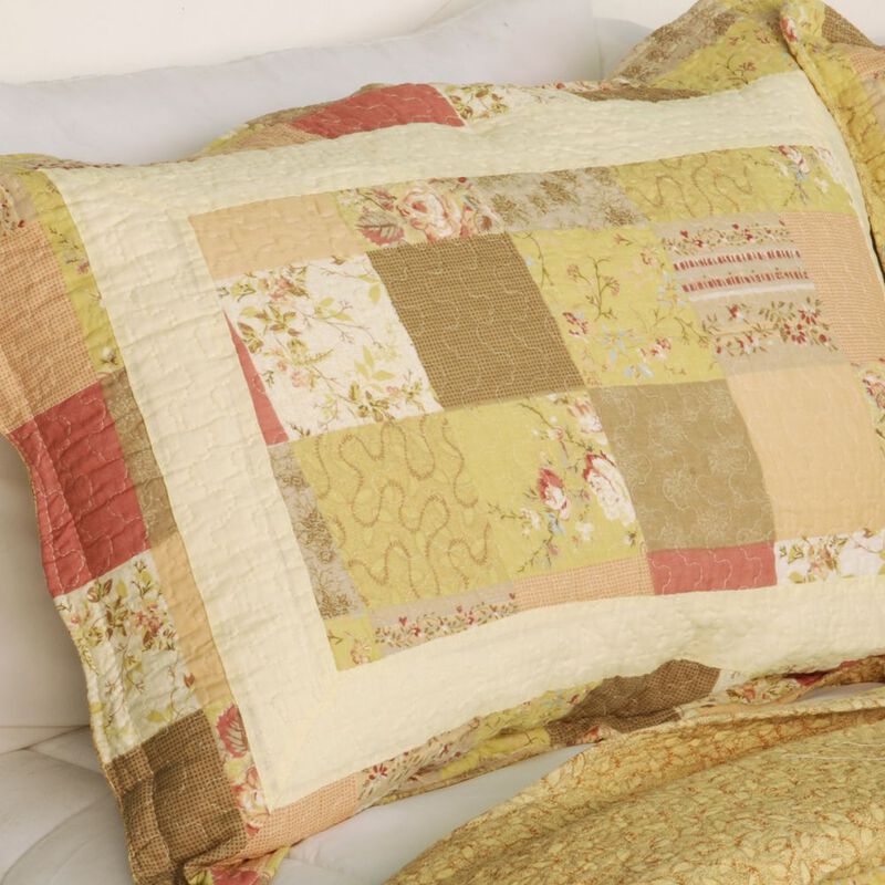 3PC Cotton Printed Quilt Set Queen Size Vermicelli Quilted Soft Bed Cover image number 3