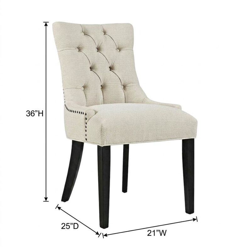 Tufted Upholstered Fabric Dining Chair for Kitchen and Dining Room, Beige image number 2