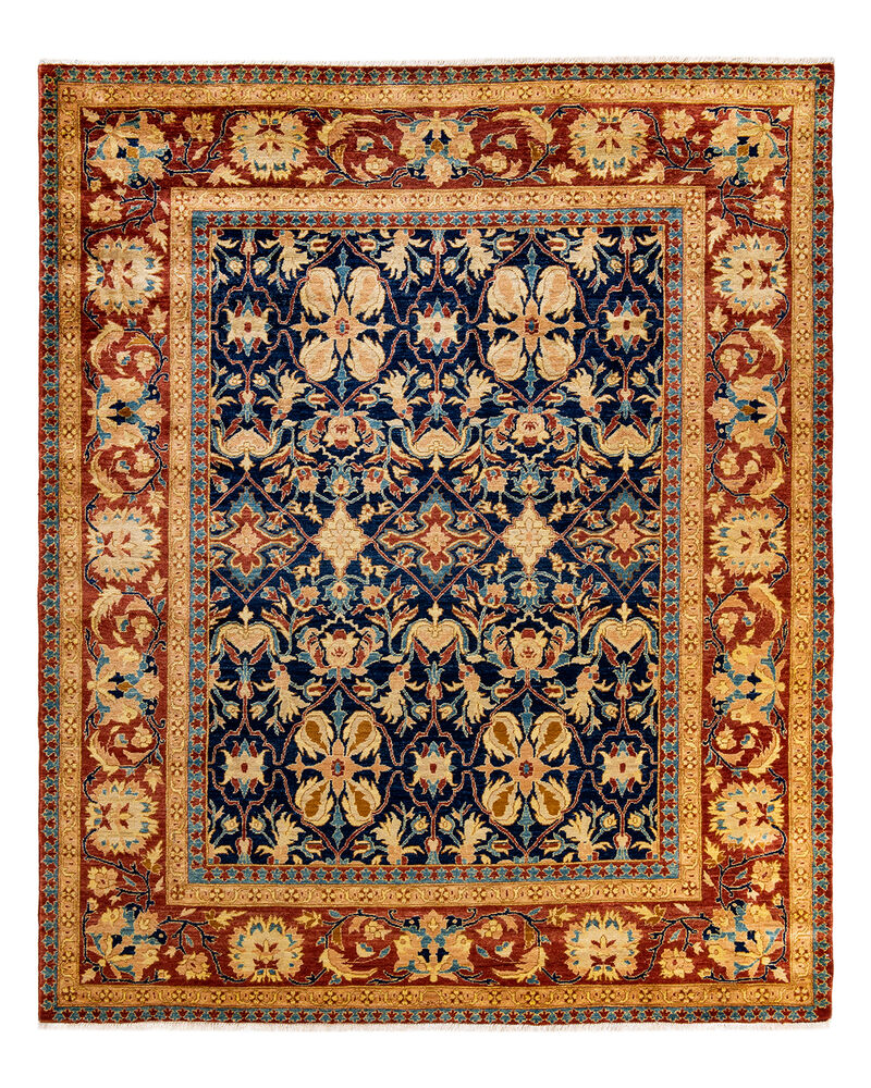 Eclectic, One-of-a-Kind Hand-Knotted Area Rug  - Blue, 8' 2" x 9' 10"