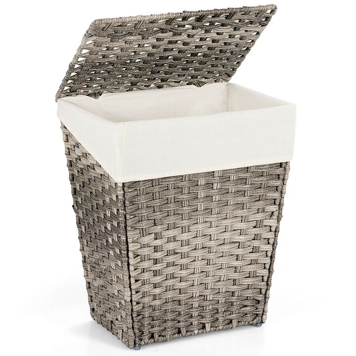 Foldable Handwoven Laundry Hamper with Removable Liner