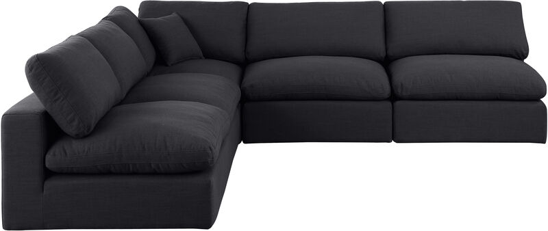 Meridian Furniture Comfy Black Linen Textured Fabric Modular Sectional image number 3