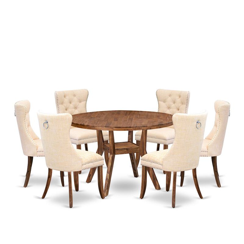 7-Piece Kitchen Table Set In Light Beige Color