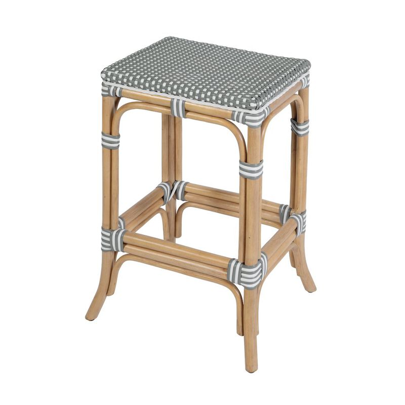 Butler Specialty Laguna 24.5 in. Seat Height Rattan Counter Stool, Gray and White image number 0