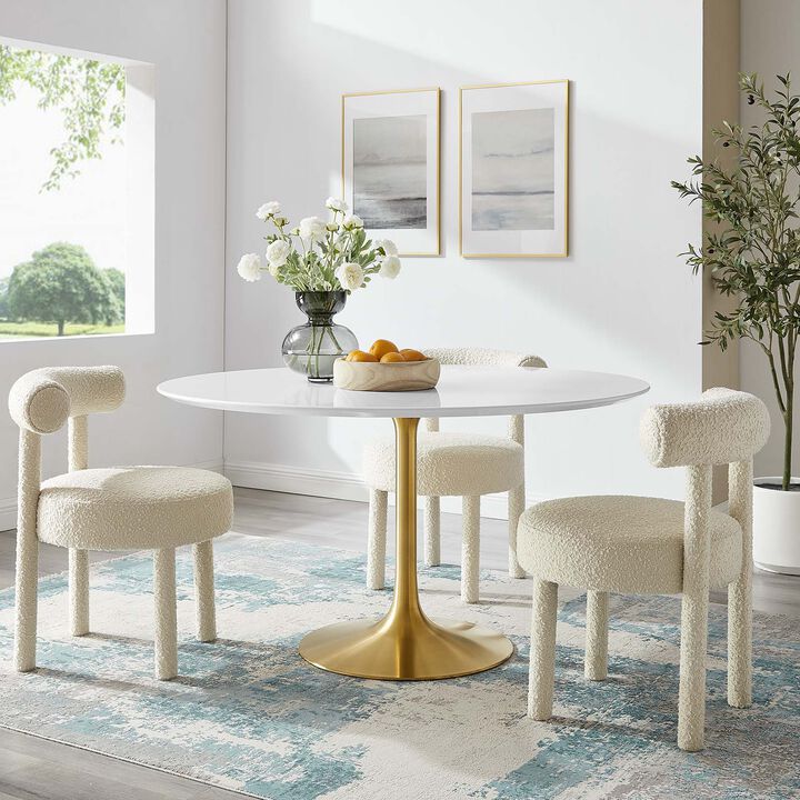 Modway - Lippa 54" Round Wood Dining Table Gold White