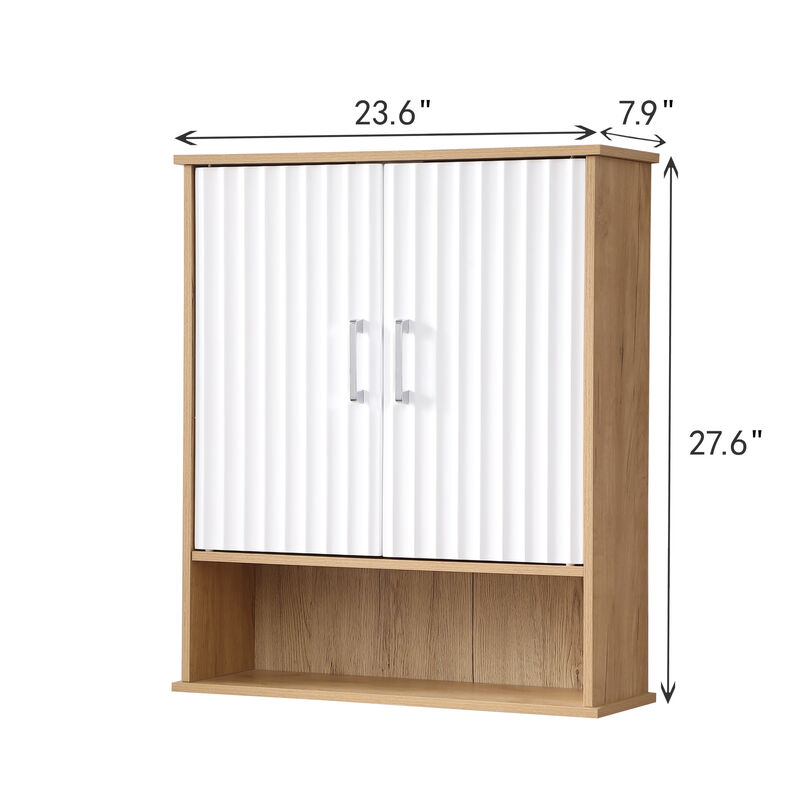 ELEMENT ACE Stylish Wall-Mounted Bathroom Cabinet with Adjustable Shelf and Wave-Patterned Doors for Modern Storage Solutions image number 2