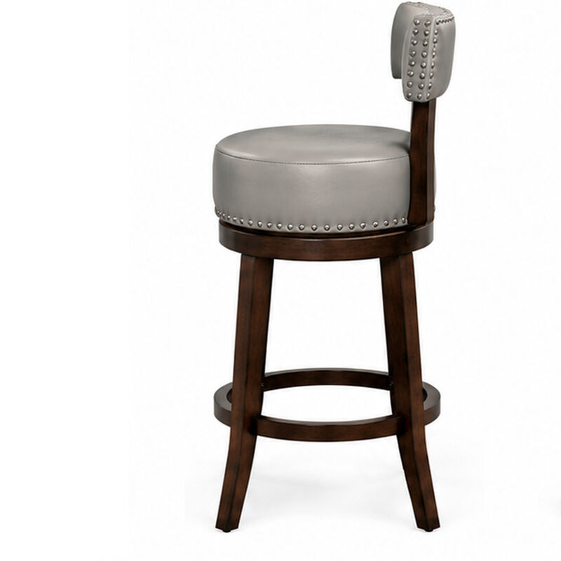 Shirley Contemporary 29" Barstool With pu Cushion, Gray Finish, Set of 2 image number 3