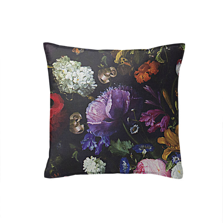 6ix Tailors Fine Linens Crystal's Bouquet Black/Floral Decorative Throw Pillows