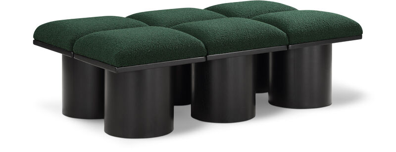 Meridian Furniture Pavilion Green Boucle Fabric Bench