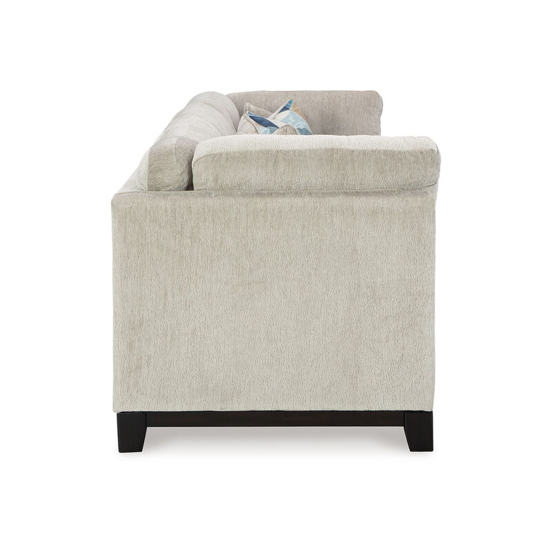 Maxo Sofa, 100 Inch Tufted Ivory Polyester, 5 Accent Throw Pillows