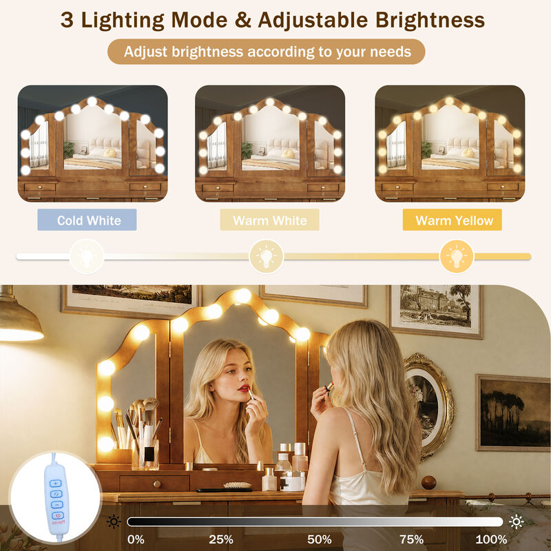 Merax Bohemian Hollywood LED Makeup Vanity Table image number 4