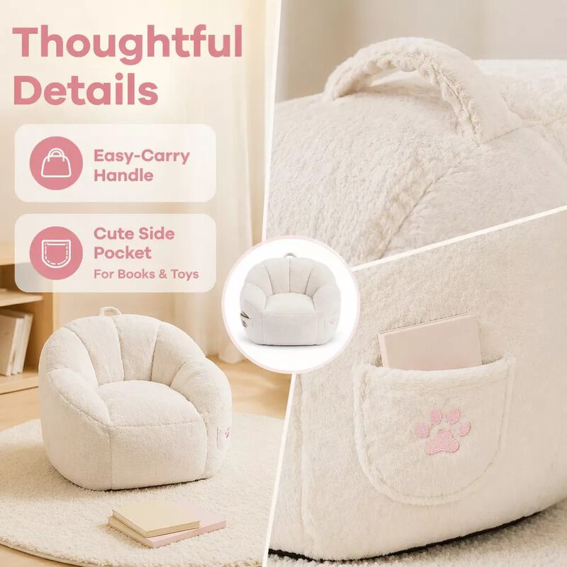Vipbear Bean Bag Chair for Adults,Faux Fur Memory Foam Bean Bag Couch Sofa High Back, Reading Chair image number 4