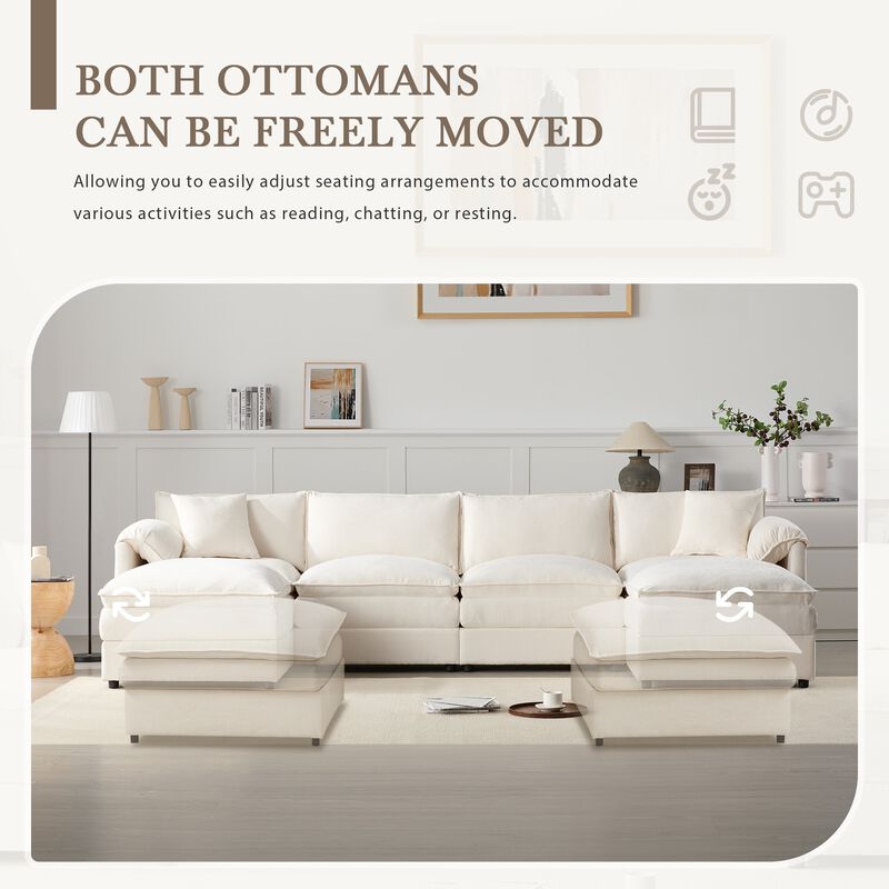 Fincep U-Shaped Modular Cloud Sectional Sofa image number 7