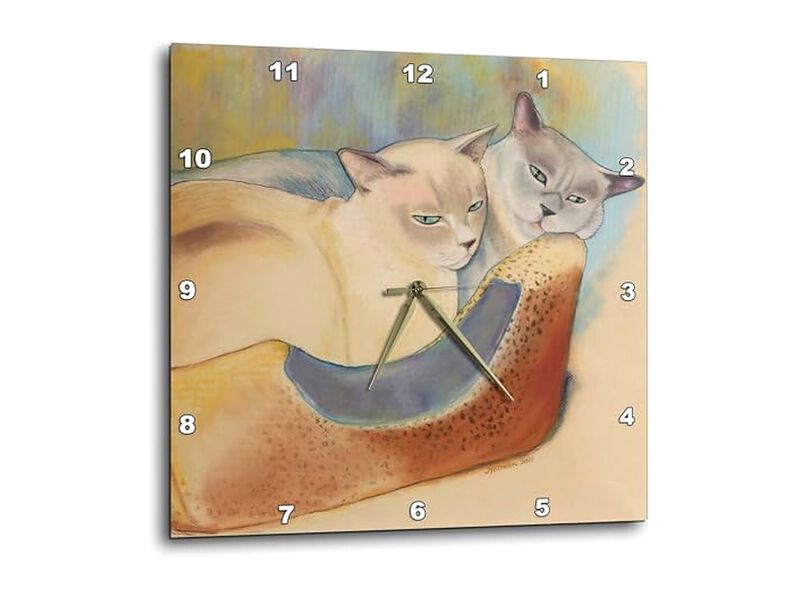 Cats Two Tonkinese Cuddling Wall Clock 10 Inch Home Decor image number 0
