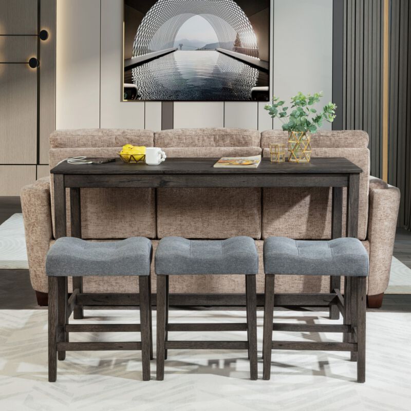 Kepfuf 4‑Piece Farmhouse Bar Table Set image number 2