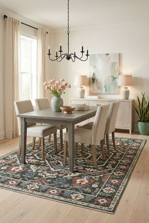 Hastings HA02B Green/Pink 7'10" x 10'10" Rug