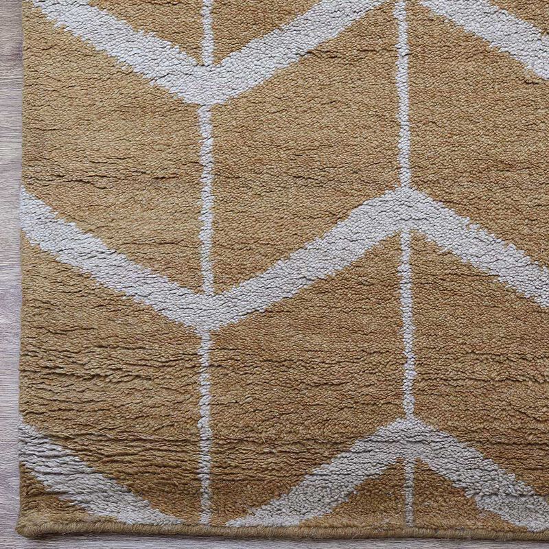 HAND KNOTTED WOOL Geometric AREA RUGS  - Rectangle Shape, Geometric Modern, Medium Pile Handmade Area Rugs for Living Room, Bed Room (N01052) image number 4
