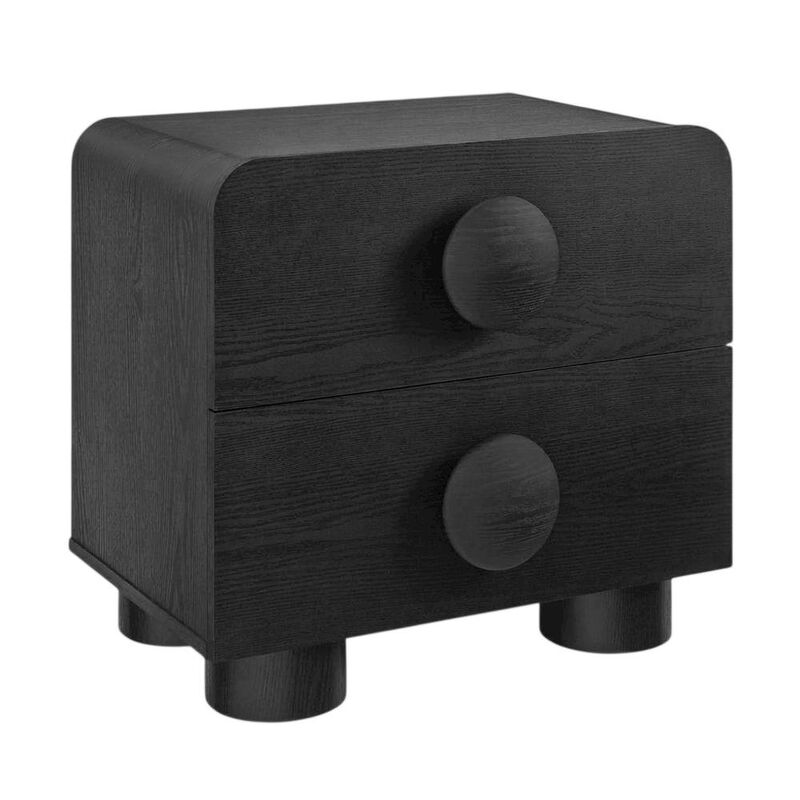 Black 2-Drawer Nightstand with Modern Design and Sturdy Construction image number 0