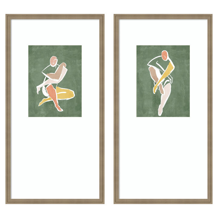 Seated Figure on Green 2 Piece