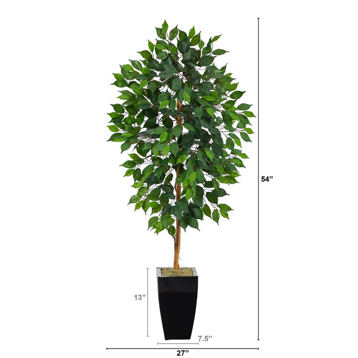 HomPlanti 4.5 Feet Ficus Artificial Tree in Black Metal Planter