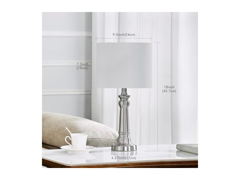 LED Modern Metal Home Decor Lamps Set Of 2 For Living Room Bulbs Included White image number 1
