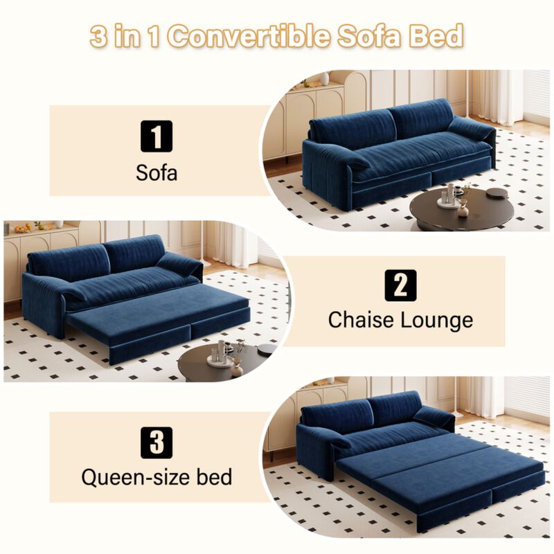 Lescet Velvet Pull‑Out Sleeper Sofa Bed image number 6