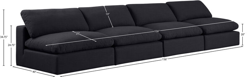 Meridian Furniture Comfy Black Linen Textured Fabric Modular Sofa image number 8