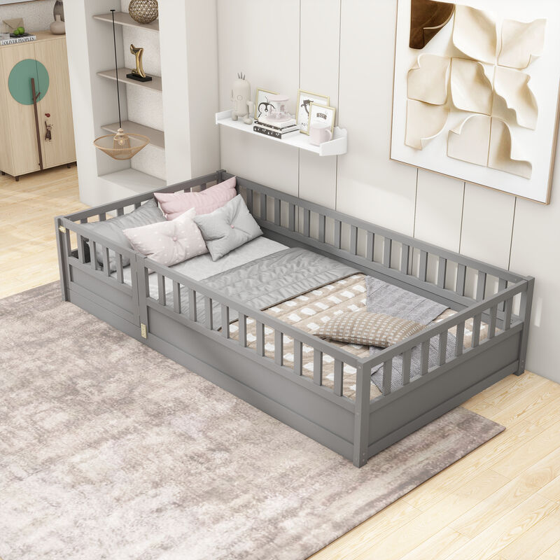 Merax Twin Size Floor bed, integral construction with super high security barrier image number 1
