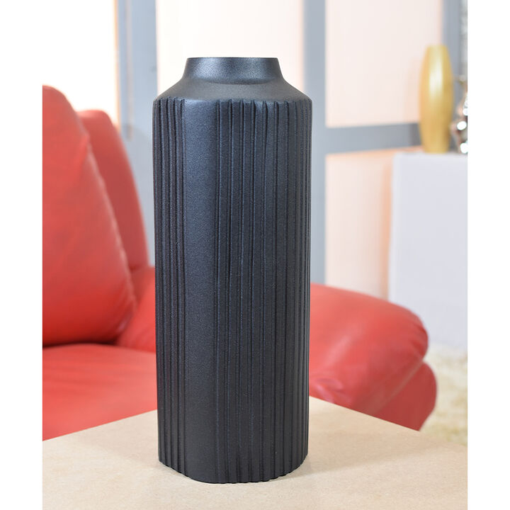 Handmade Aluminium Geometric Black Cylinder Vase For Indoor & Outdoor Use BBH Homes