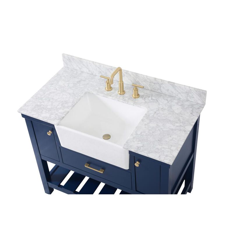 Elegant Kitchen and Bath 42 inch Single bathroom vanity in blue with backsplash