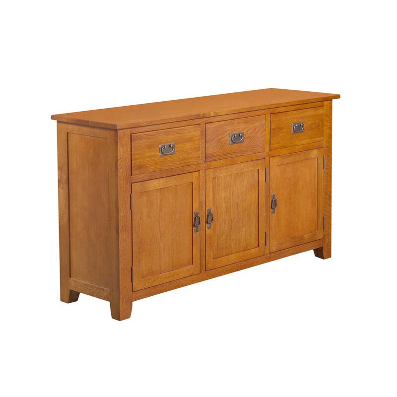 Crafters and Weavers Mission Solid Oak 3 Drawer 3 Door Sideboard