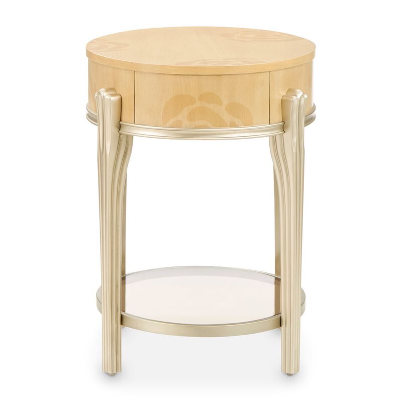 Michael Amini Camellia Field Oval End Table with Drawer - Caramel image number 3