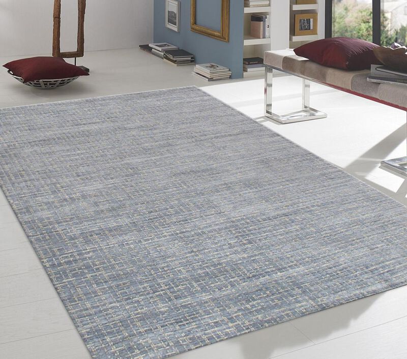 Pasargad Home Slate Hand-Loomed Silk & Wool Rug